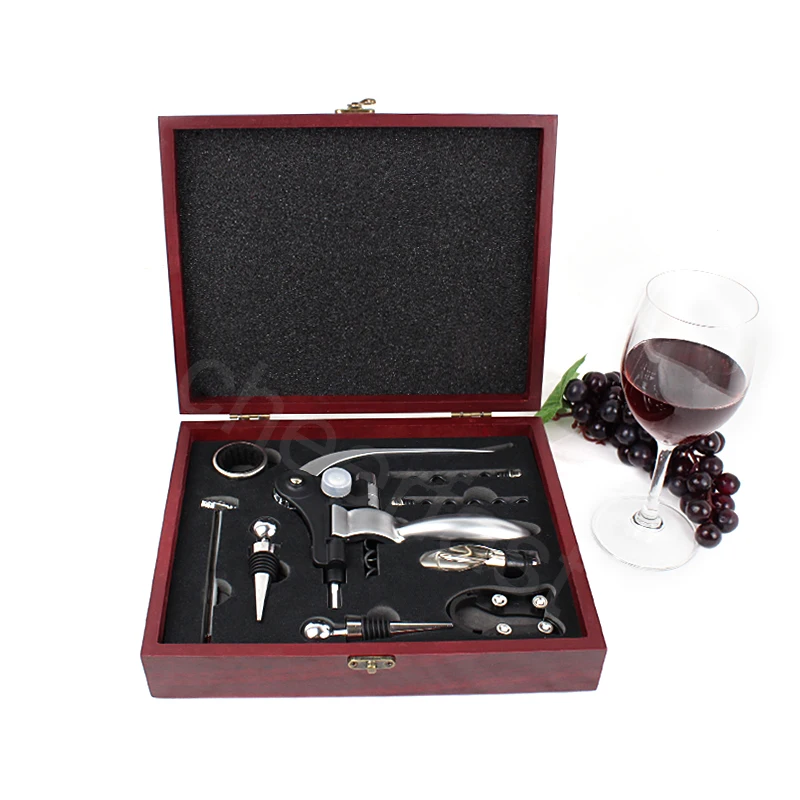 Customized Wooden Box Opener Wine Corkscrew Gift Set