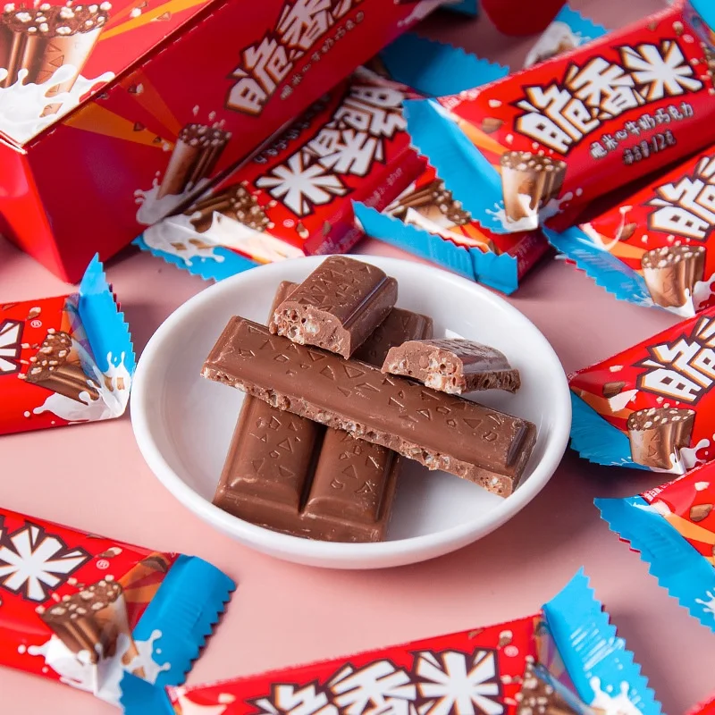 Wholesale 24g Crispy Rice Milk Chocolate Sweet Candy Exotic Snacks Mixed Chocolate for Party Dessert