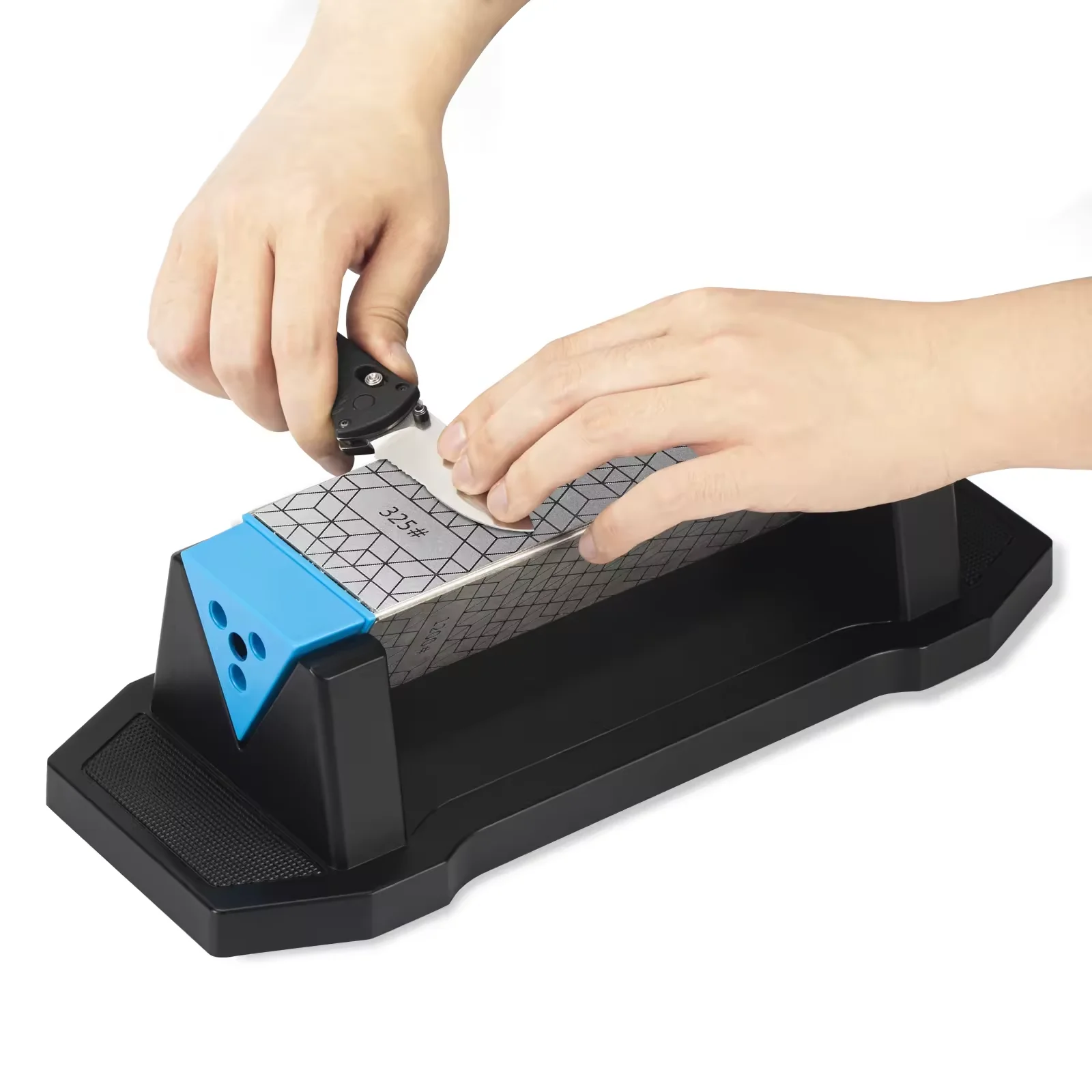 Professional Triple-sided Diamond Sharpening Stone with base for kitchen multifunctional knife sharpener