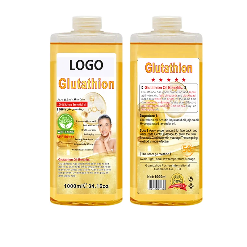 OEM Large capacity 1L gluta oil high concentration skin whitening massage salon skin whitening oil gluta