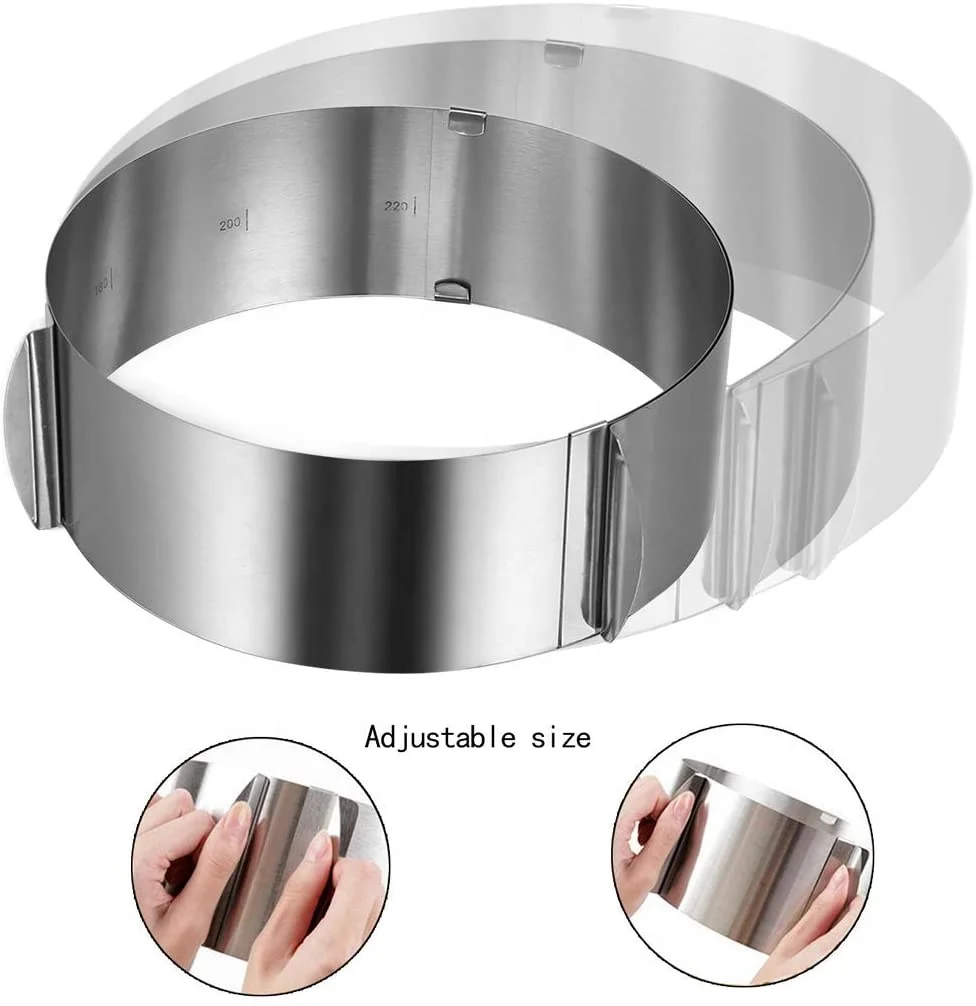 
430 Stainless Steel 6 to12 Inch Adjustable Cake Mousse Mould Cake Baking Cake Decor Mold Pastry Ring 