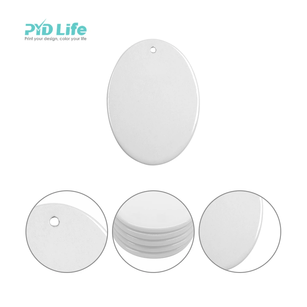PYD Life Wholesale Ceramic Sublimation Decoration Blanks Christmas Oval Ornament