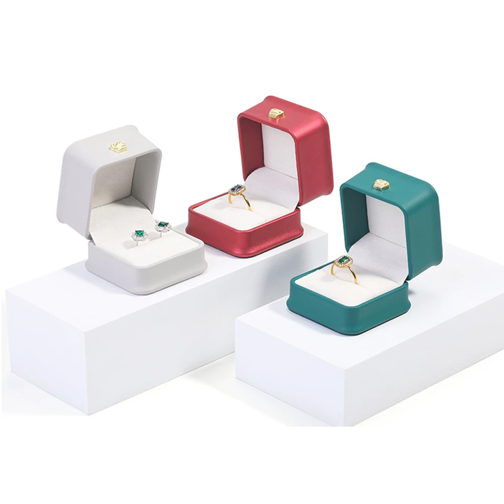 New Factory Price Luxury Wholesale White Gold Custom logo Pu Leather Necklace Earring Jewel Ring Box for Jewelry Packaging