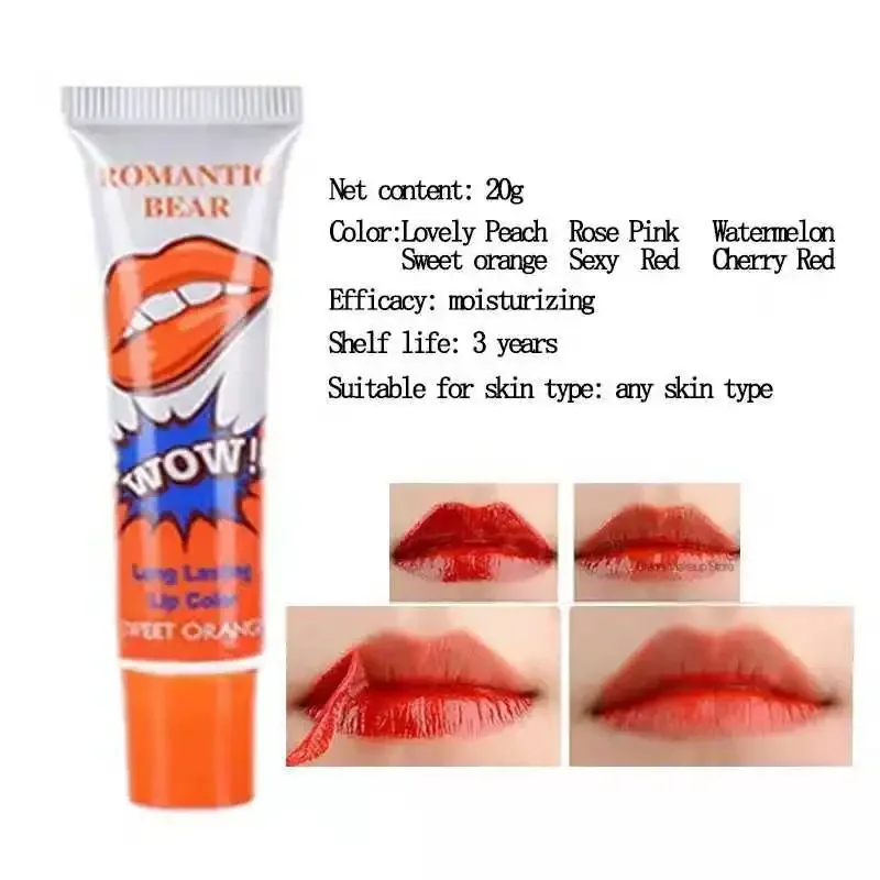Peel Off Lipstick Red Make up Long-lasting Lip Gloss Beauty Wow Impermeavel Lipstick Romantic Magic Matte Sexy Bear 6 Colors 15g