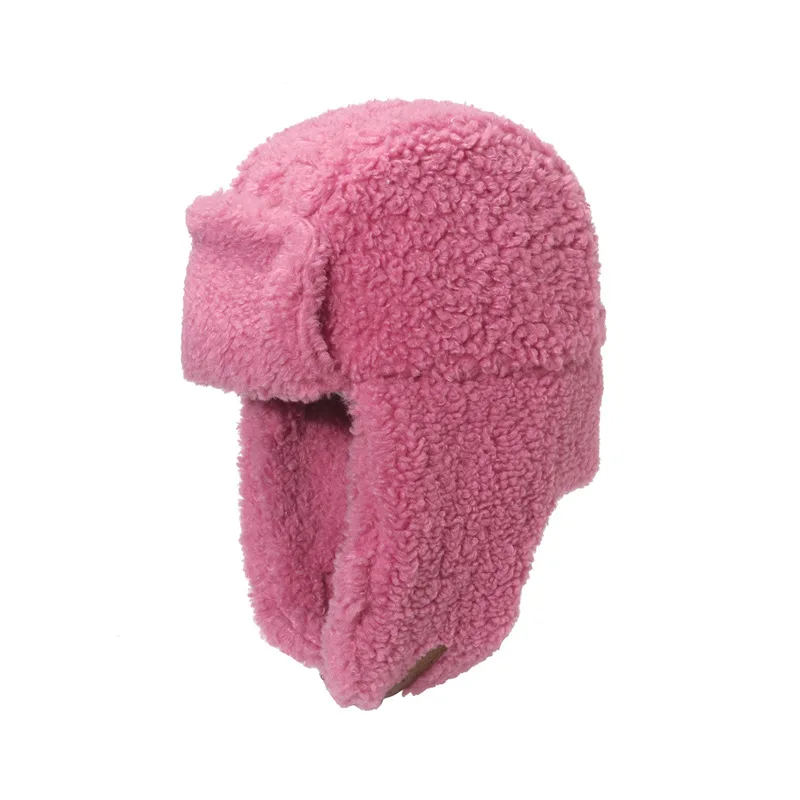 HZM-23308 Factory Custom Lamb Wool Cute Plush Sweet Winter Ear Protection Earflap Hat