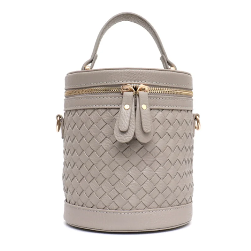 Модные мини-сумки в форме бочонка из Веганской кожи красивые милые маленькие плетеные сумки-тоуты ручной работы для девочек