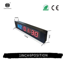 Hong hao big size muti-function led fitness timer clock 2.3inch height 6 digit character with stopwatch