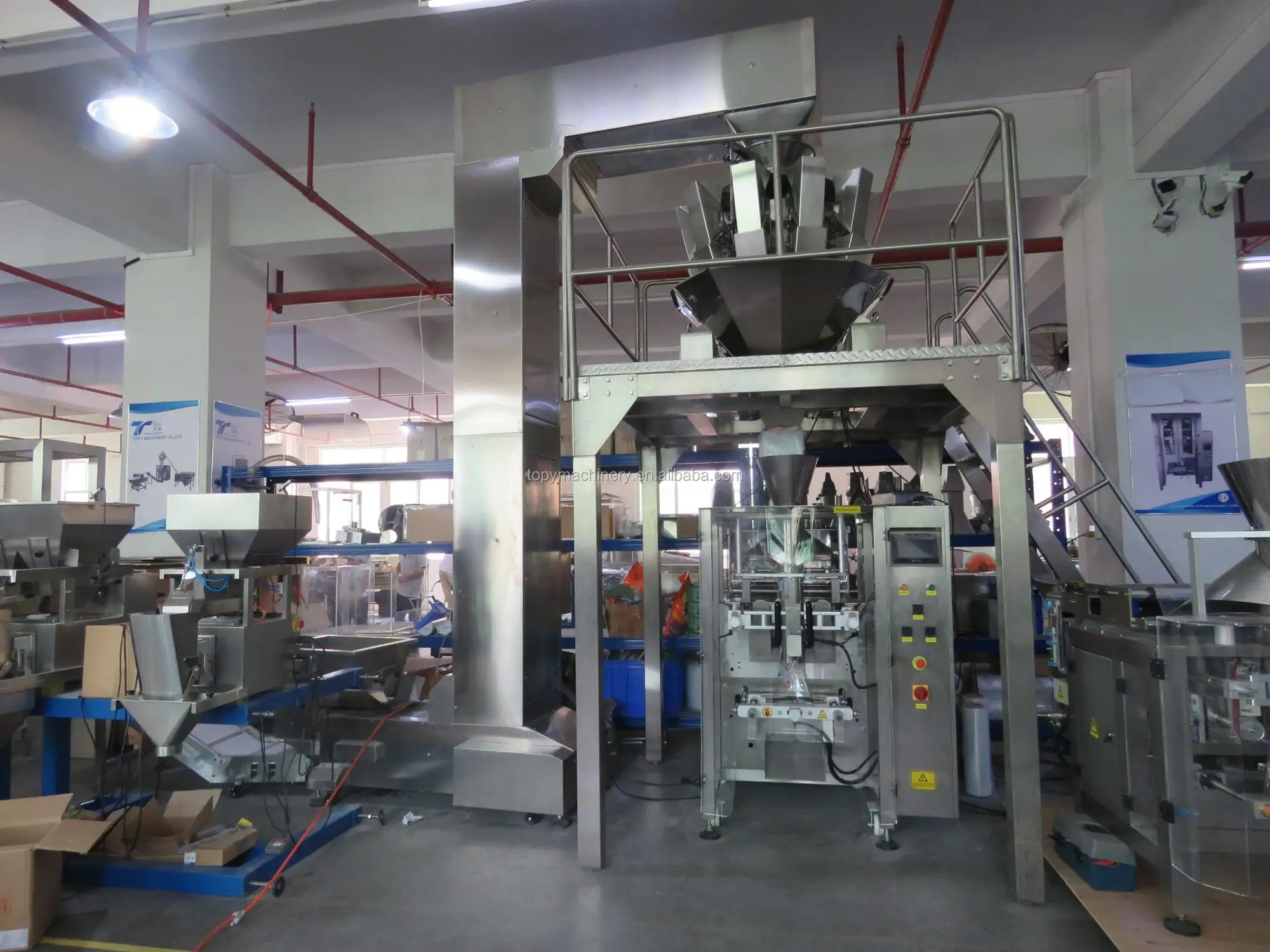 Automatic Grain Snacks Candy Ice Bean Fresh Fruit Tobacco Multihead Weigher and Vertical Packing Machine Bagger