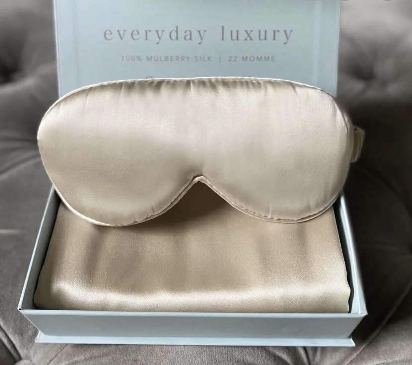Popular 100% Silk Eye Mask and Pillowcase Set Sleeping Eye Cover in Box