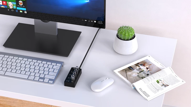 On/Off Switch and Power LED 4-in-1 USB 3.0 Splitter 5Gbps Speed 4-Port USB HUB 3.0 Rohs in Stock for Flash Drive, HDD, Printer