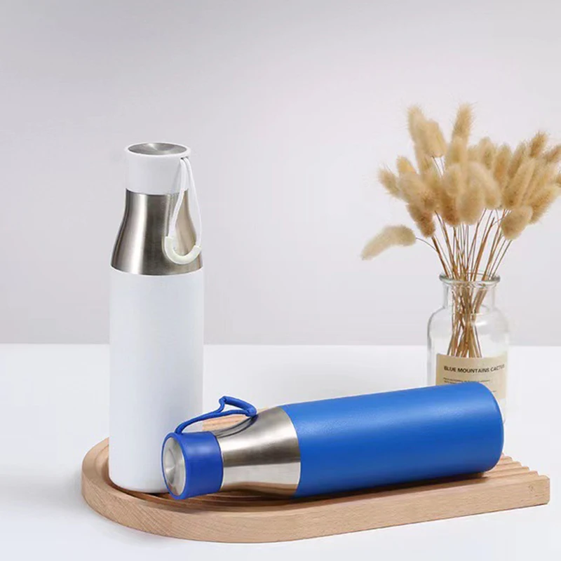 Motivational  Fitness 17oz Metal Vacuum Flasks Sport Water Bottles With Handle Lid Food Grade Outdoor Portable Water Bottle