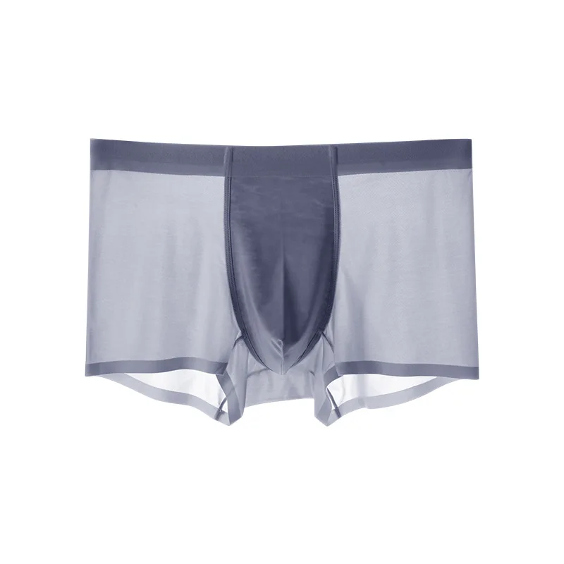 High Quality Mens Classic Solid Ice Silk Stretch Briefs Boxers Shorts Open Fly Pouch Mens Underwear Man Ropa Interior