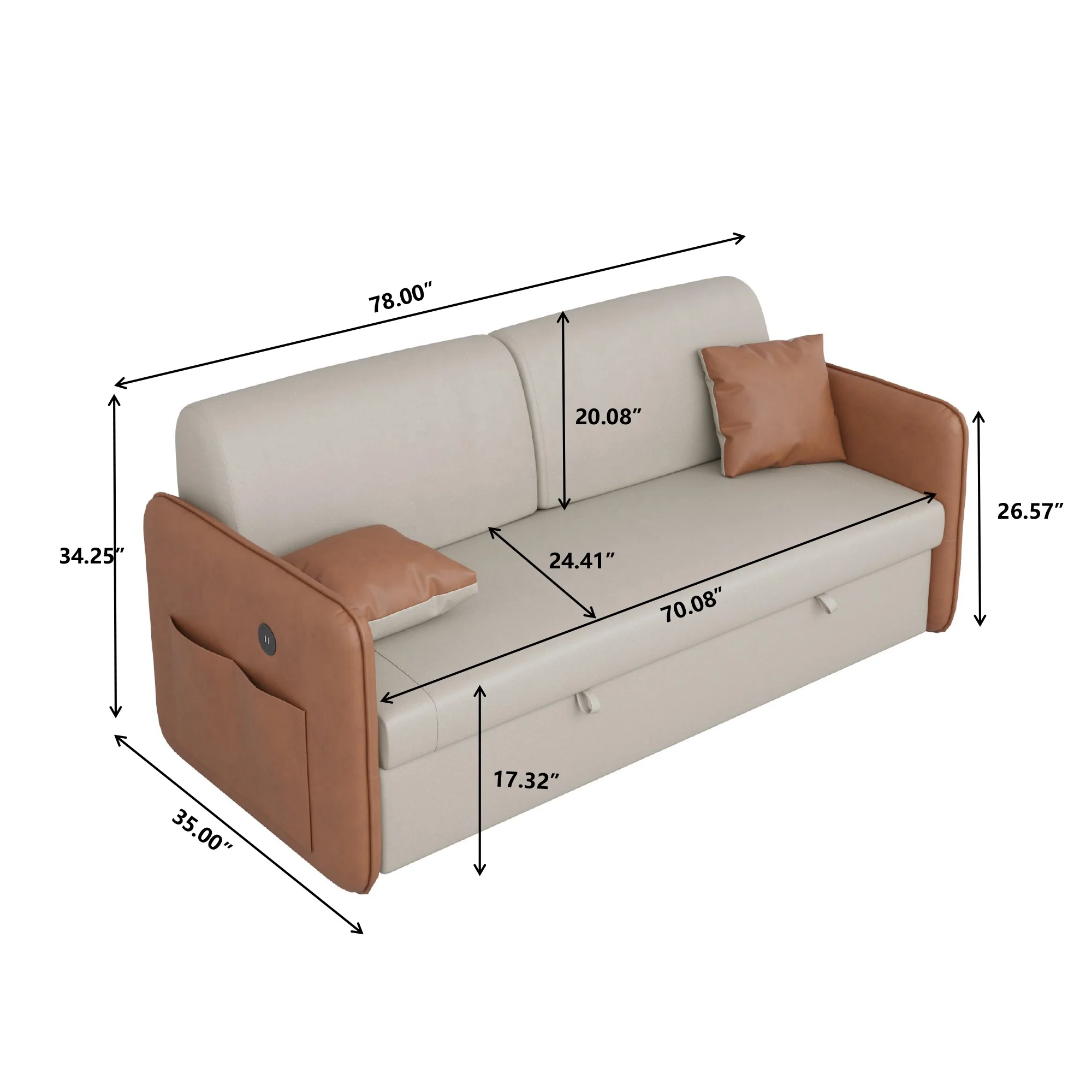 Hot Sale Modern sofa bed furniture Functional lounge Sofa Sleeper Bed with storage for home center