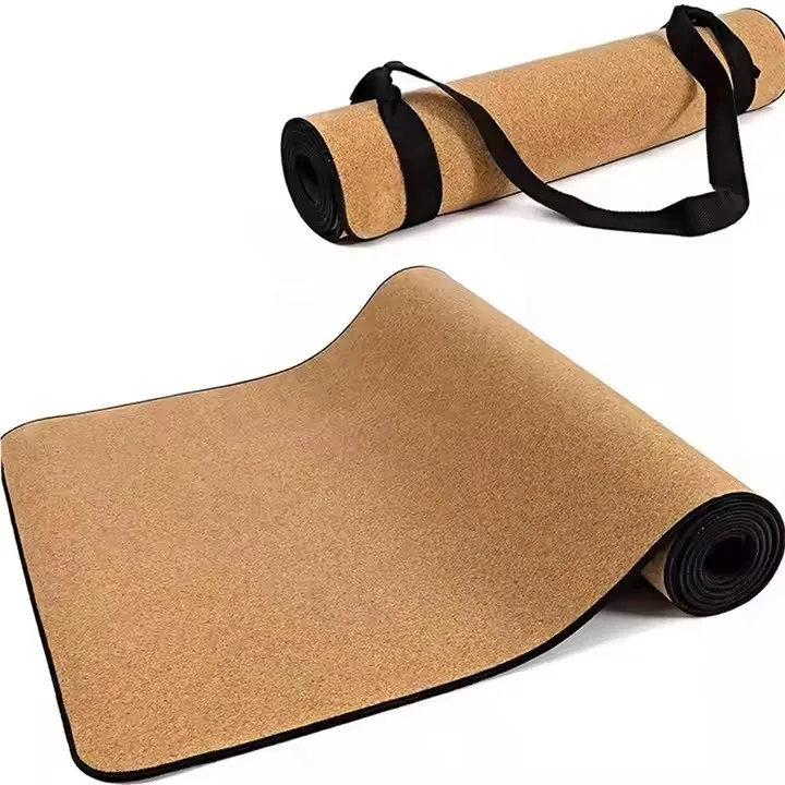 Eco FriendlyHot Sale Natural Rubber Yoga Mat Cork Mat With Bag And Carrying Strap Yoga Mat