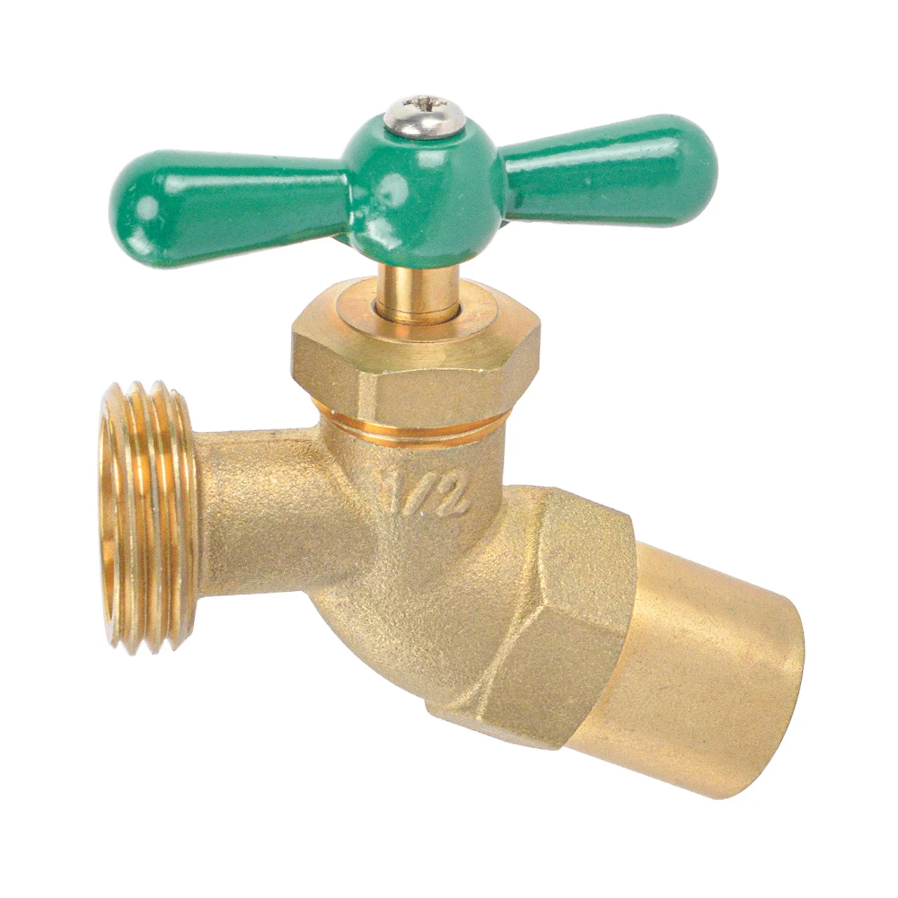 LF Brass No-Kink Hose Bib Water Faucet With Vacuum Breaker Valve, Outdoor Garden Hoses Spigot Shut Off Valve Hose Facuets