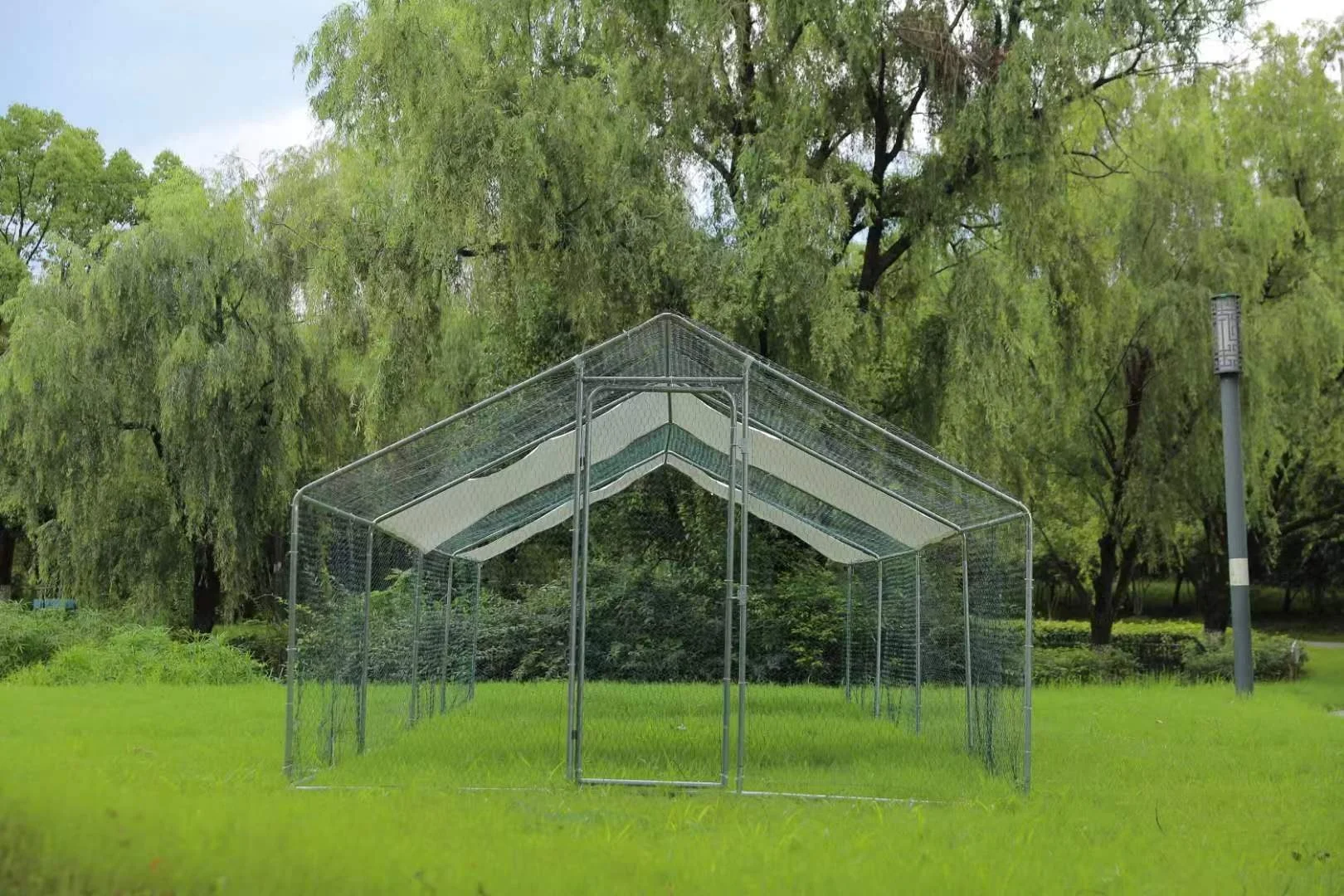 US 8x3x2m Chicken Coop Walk-in Metal Poultry Cage Hen House Chicken Run Cover