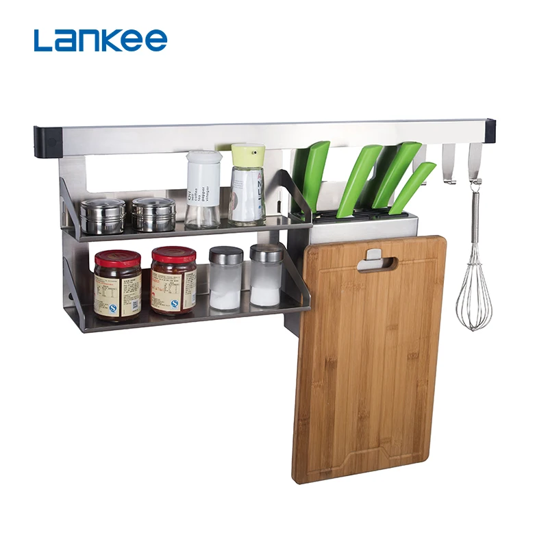 stainless steel 304 kitchen spice knife chopping block wall rack,combinable rack
