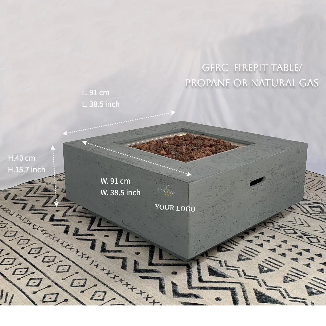 Coling living 2023 new design factory directly selling cement fire pit outdoor concrete gas fire pit dining table