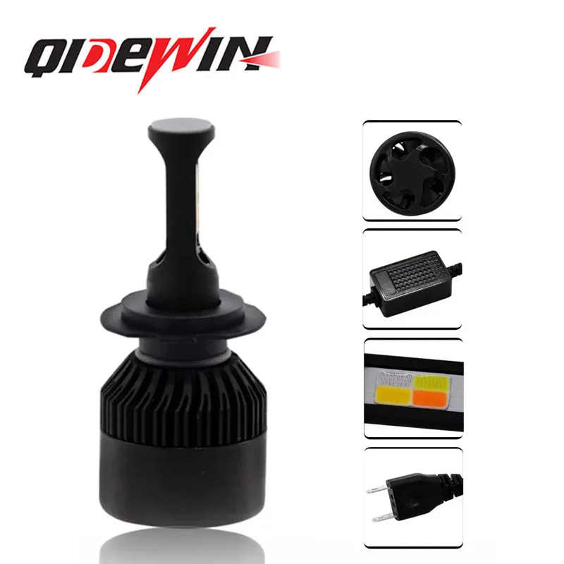 Factory Price 3 Colors Led Headlight 55W High Power 6000LM  9005 H3 H1 H4 Car Headlight Bulb For Universal Car