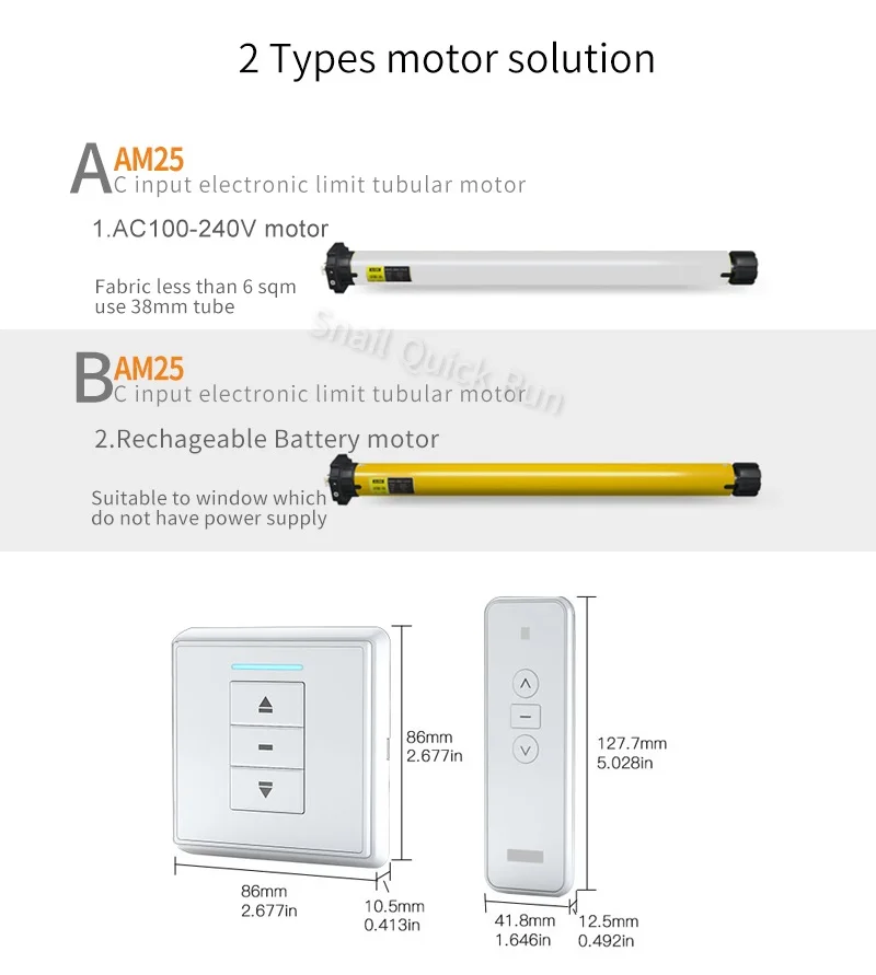 New design wireless silent RF control motor tubular Remote Control via emitter