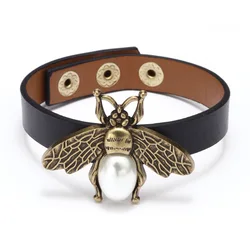 2021 Hot Selling Antique Animal Bee PU Leather Orange Belt Lucky Charm Bracelet For Student