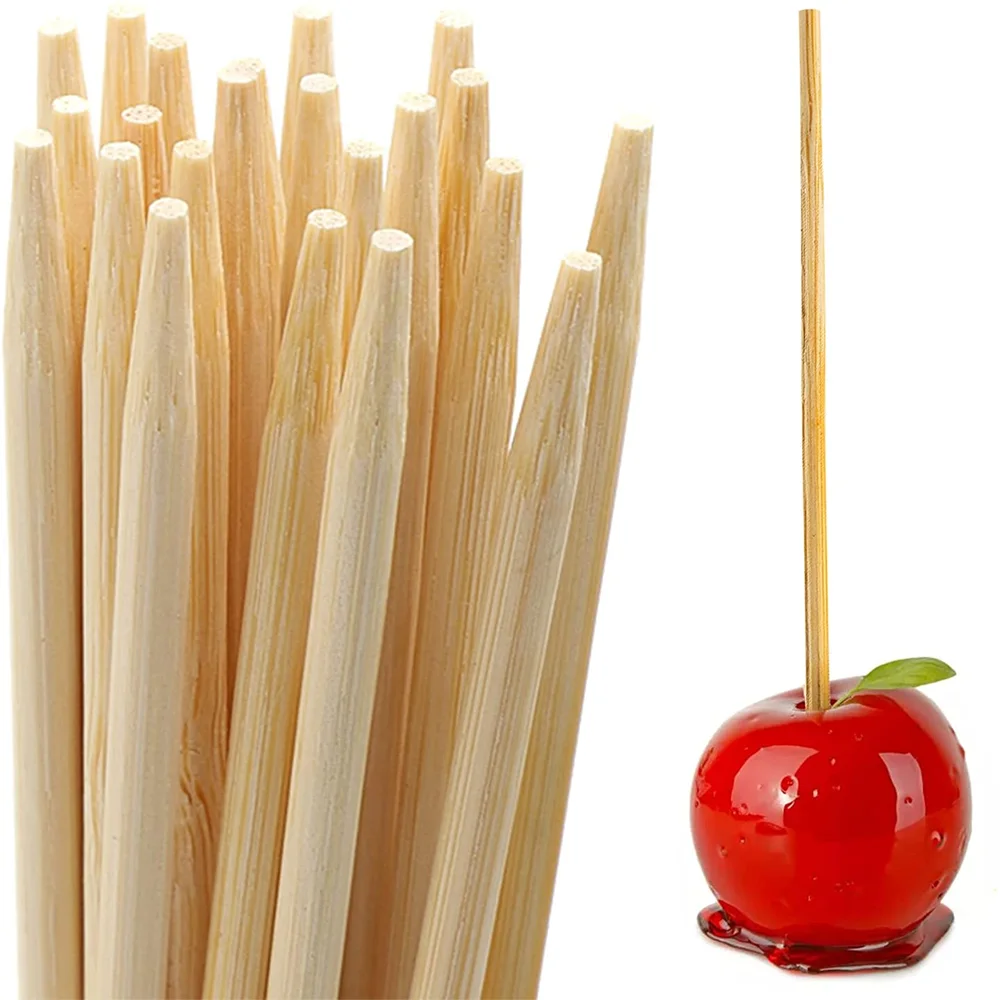 Bamboo Candy Apple Skewer Sticks, Bamboo BBQ Caramel Semi Pointed Lollipop Sticks Barbecue bamboo skewers
