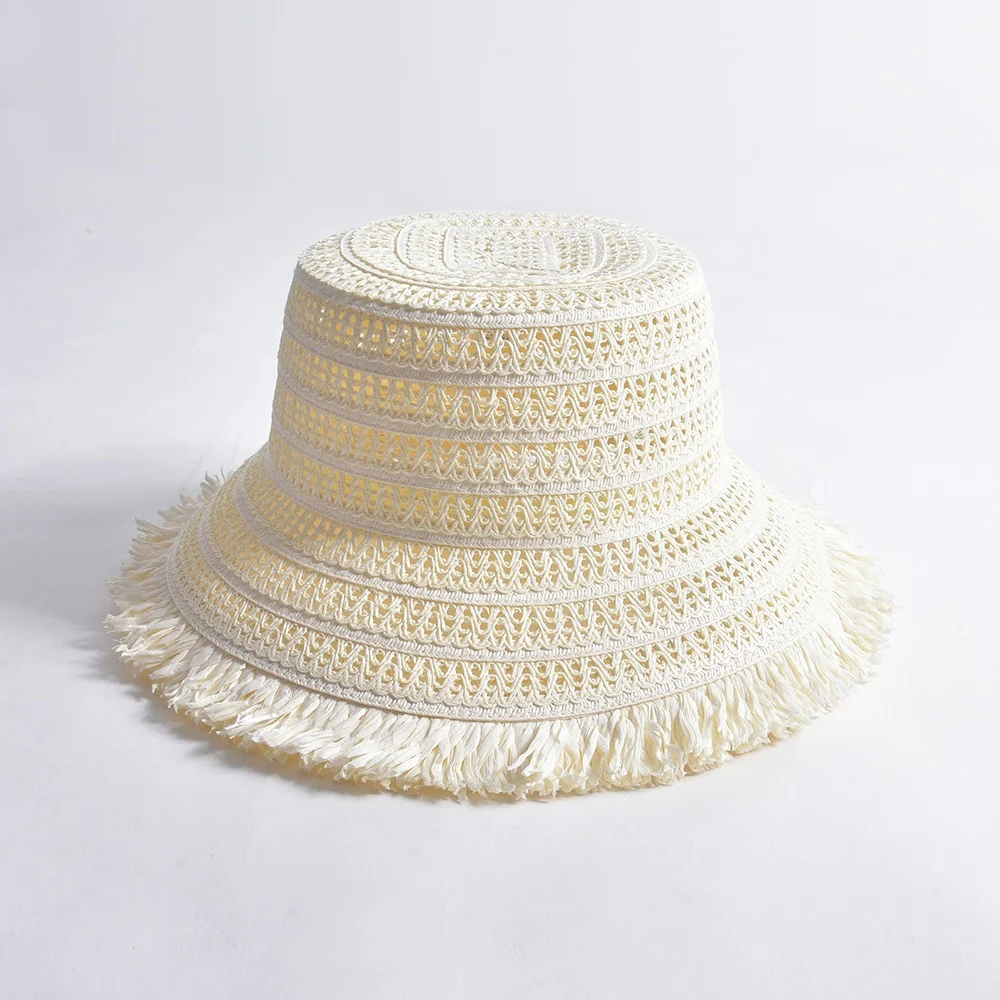 high quality sunshade fashion style straw hats female summer breathable straw bucket hat