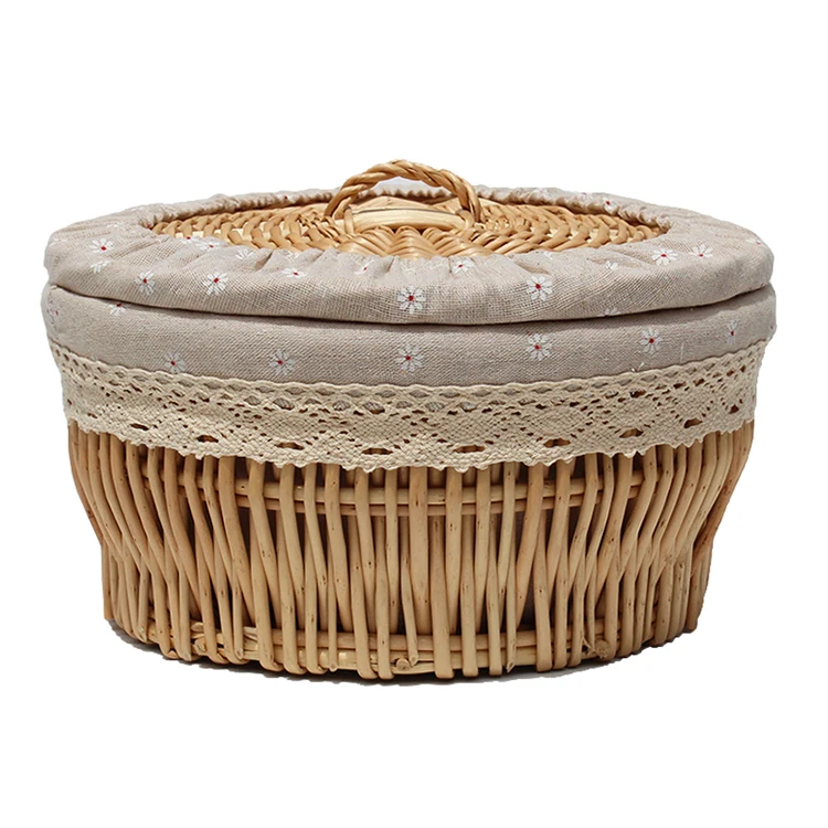 New design Steamed bread basket with cover household dining room round basket for wicker bread basket with liner with lid