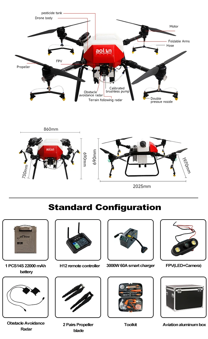 Factory Price AL22 Agriculture UAV Crop Drone Agricultural UAV For Spray UAV Agricultural Drone Sprayer Pesticide