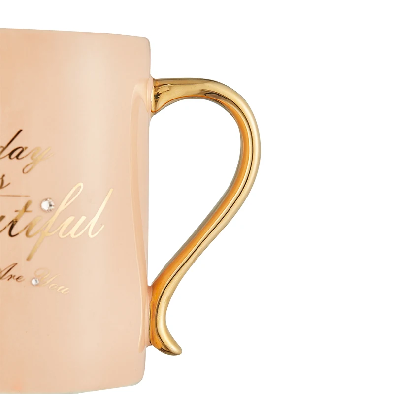 Luxury Coffee Couple Ceramic Mug Gold-plated Cup Nordic Style Matt Ceramic Mugs Blue Ceramic Mug With Spoon