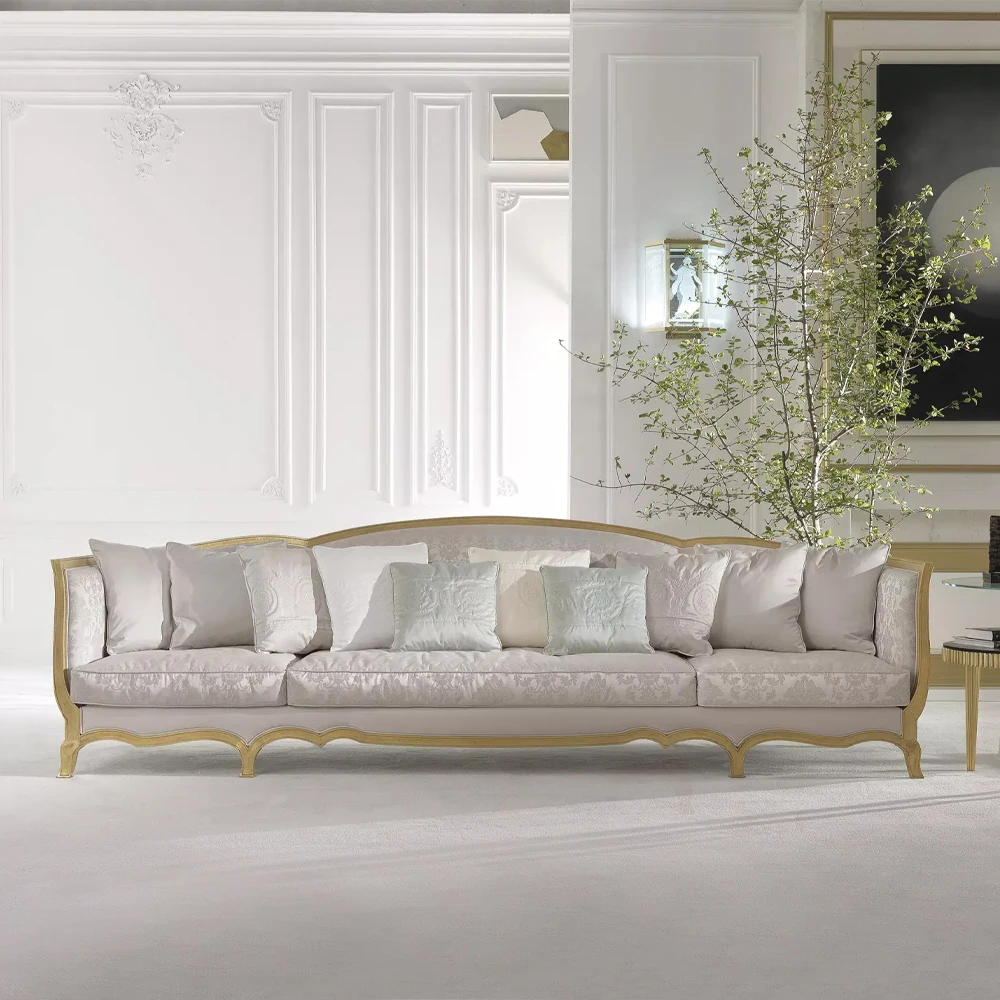 villa 1 2 3 4 seat American wood fabric modern European sofa high end luxury European sofa set furniture