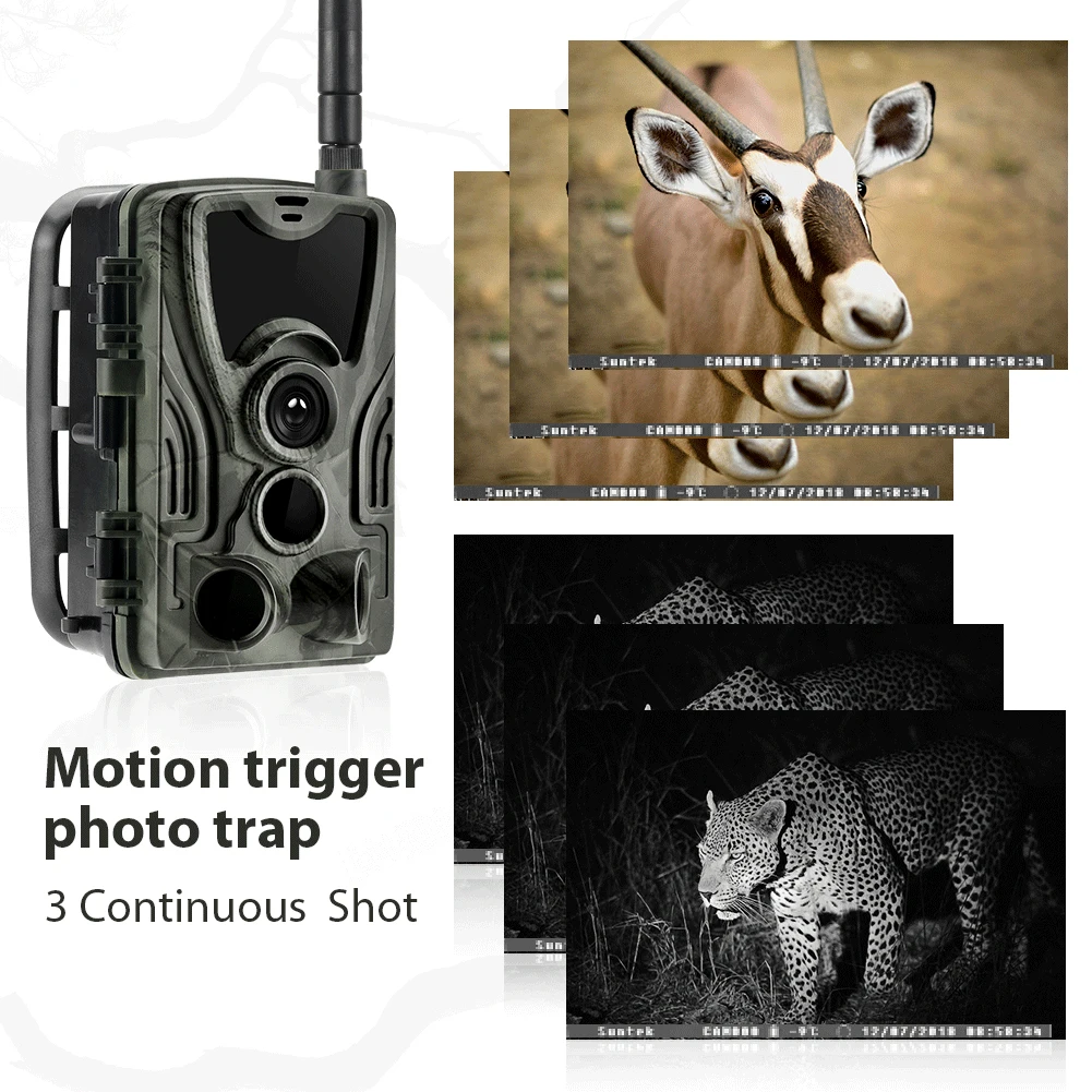4G Hunting Trail Camera FTP SMTP MMS SMS 20MP 1080P Wireless Cellular Wildlife Cameras HC801LTE 0.3s IP65 Surveillance Cam