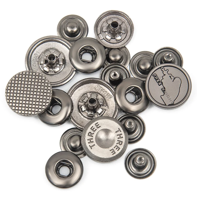 OEM 4 four part botones bag clothing 501 botton custom logo metal press snap fasteners buttons for jacket clothing with logo