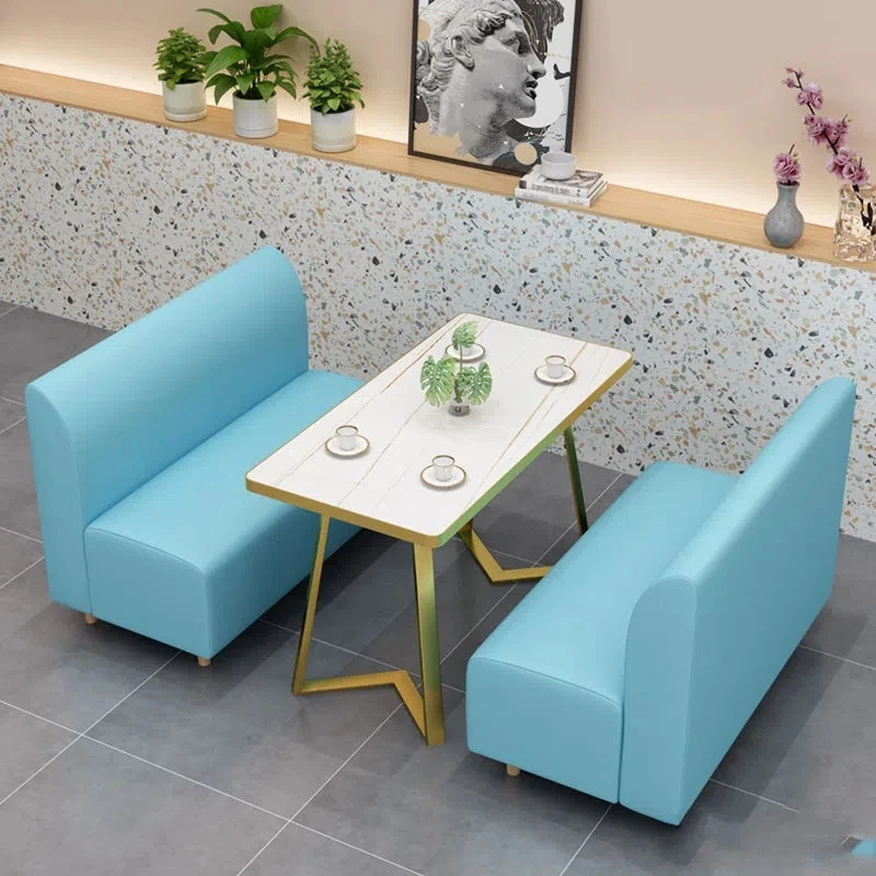 Modern light luxury furniture American restaurant stainless steel table chair sofa marble table wholesale support customization