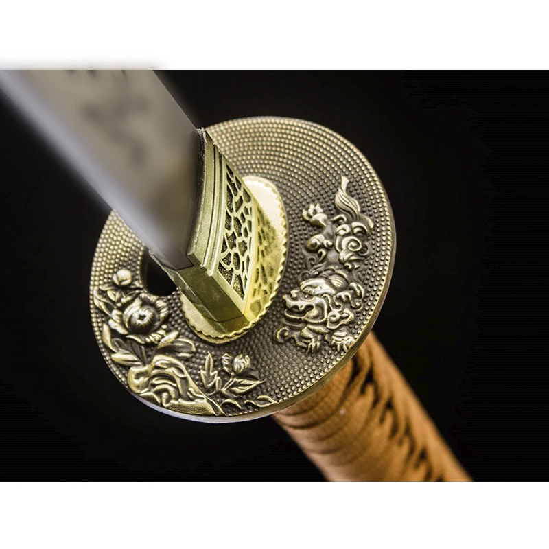 Customized Japanese Swords Samurai Wood Toy Swords Real Alloy Tsuba Bamboo Cosplay Sword