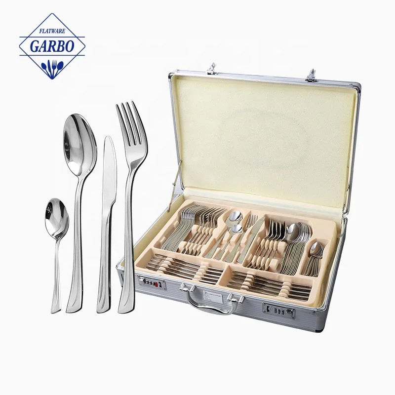 Wood Gift Box Packed Stainless Steel Cutlery Set 84 PCS Multi Function Pasta Spoon Knife Fork Tea Spoon Set Camping Cutlery