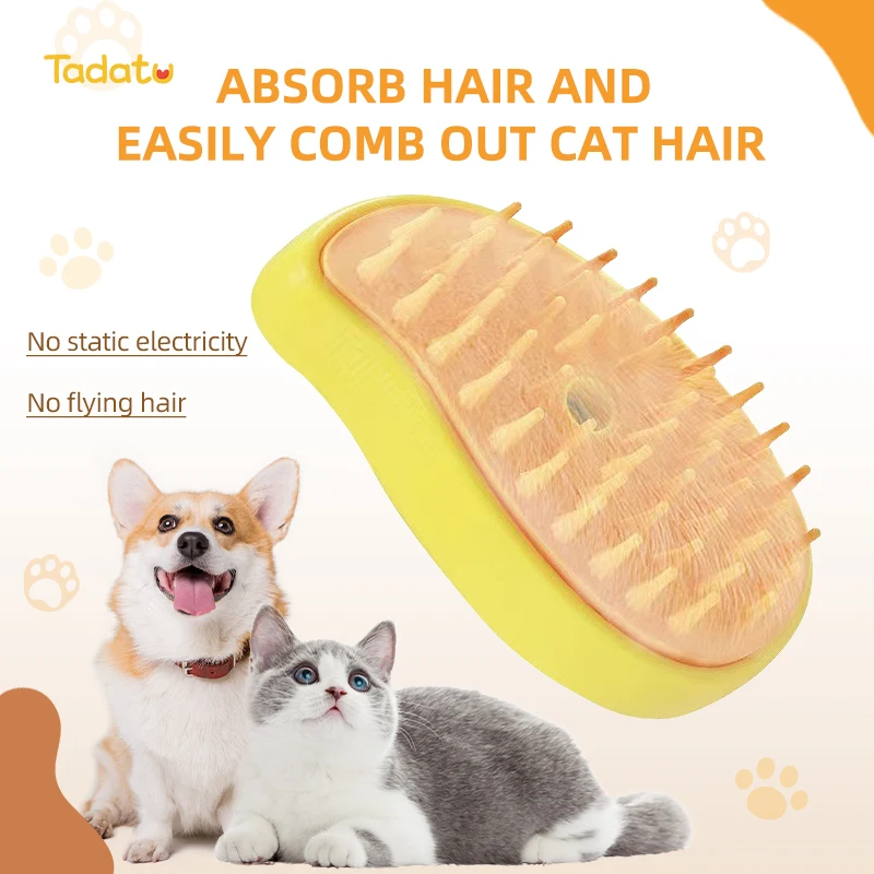 Multifunctional 3 in 1 Rechargeable Pet Hair Massage Cat Brush Steamy Comb Dog Self Cleaning Brush Misty Cat Spray Steam Brush