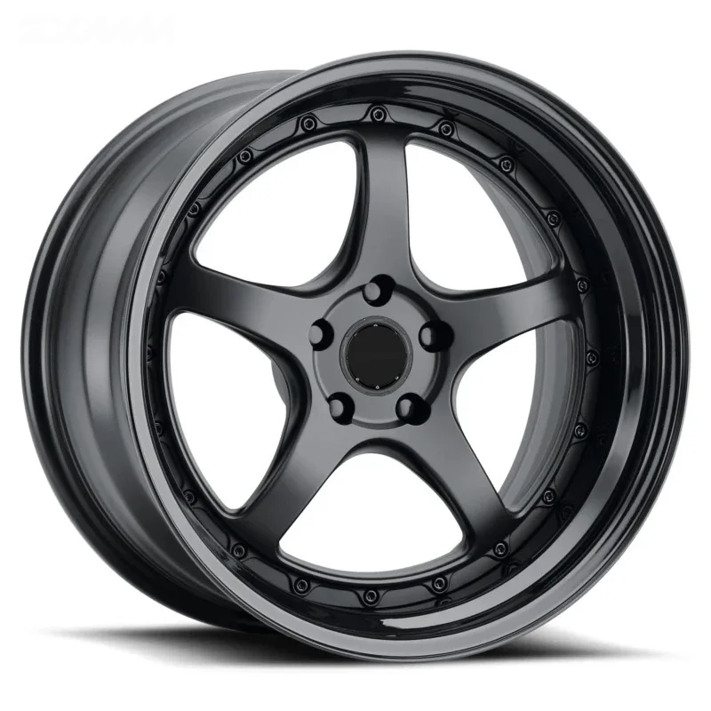 Racing Car Wheels 2 Piece 18 19 20 21 22 Inch 5x120 5x112 Full Black 5 Star Forged Alloy Wheels Rim For Mazda RX7 Mercedes Benz