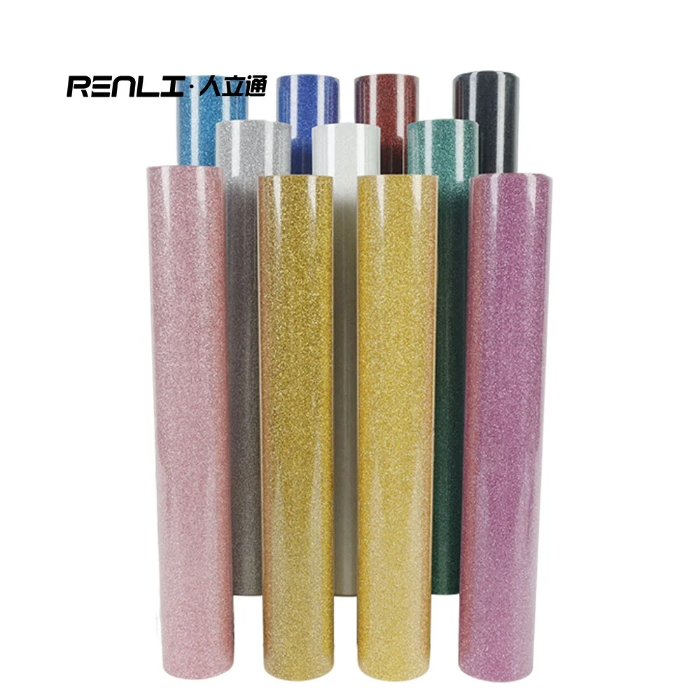 renlitong original factory htv Film Heat Press flex PU Glitter Heat Transfer Vinyl Cutting Plotter Iron On HTV for t shirts DIY