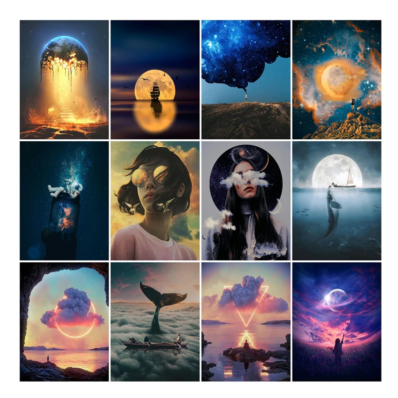 
Painting By Number Landscape Landscape Drawing On Canvas HandPainted Art Gift DIY Picture By Number Sky Kits Home Decor 