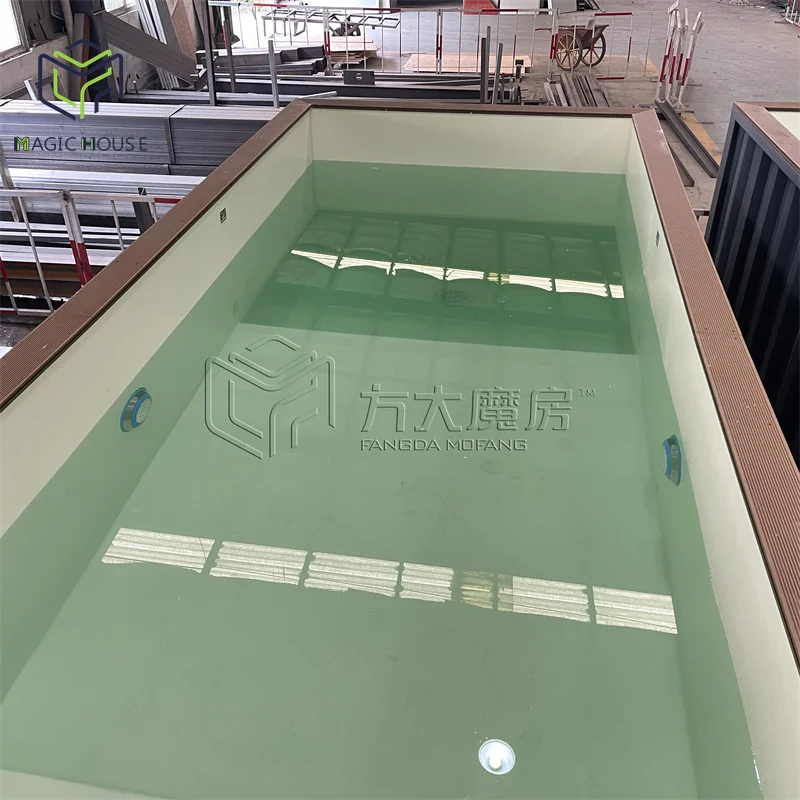 Stay Refreshed Anytime Salt Chlorinated 20ft Container Pool Lights Up Your Nights