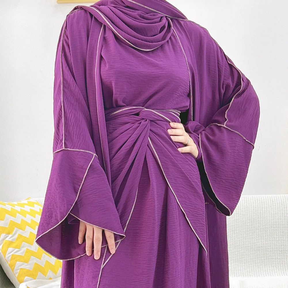3 Piece Abaya Dubai Islam Turkey Bangladesh Muslim Sets Hijab Modest Dress Kaftan For Women Robe Femme Ensembles Musulmans