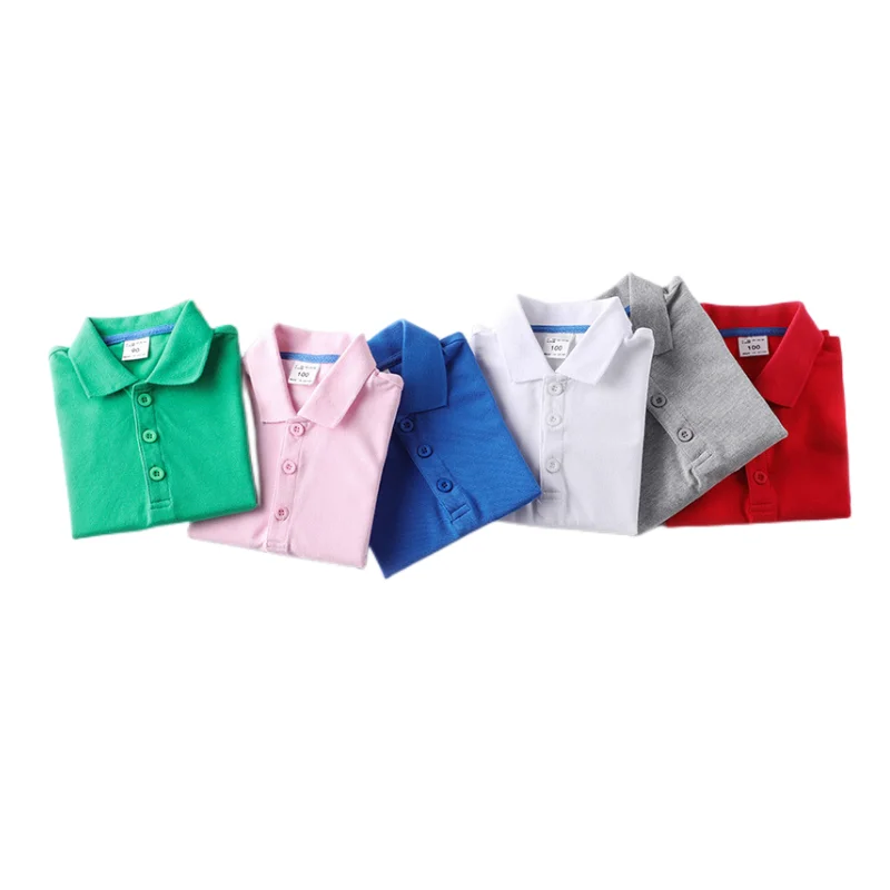 Высококачественные однотонные рубашки поло для детей с принтом вашего логотипа, футболки поло из чистого хлопка для детей