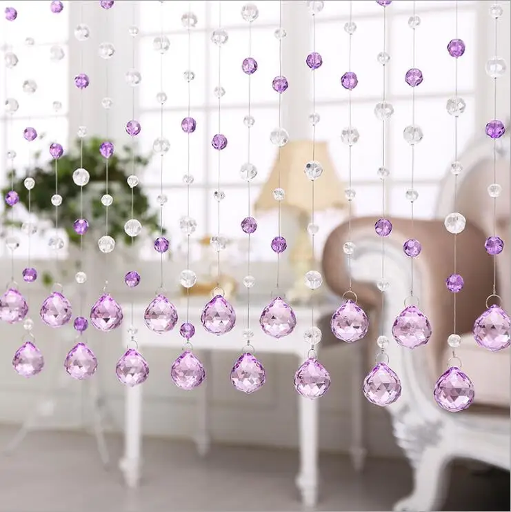 Customized wholesale crystal ctagonal beads curtain for decoration door curtain window curtaino