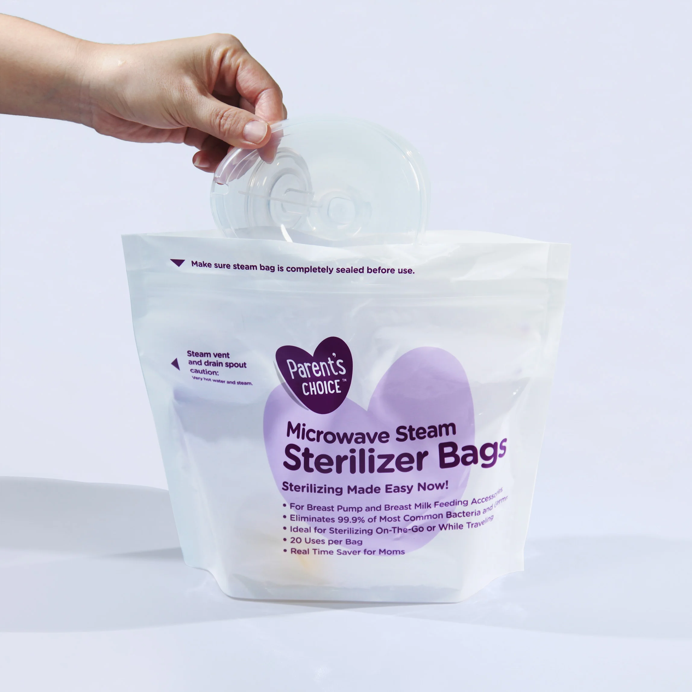 Reusable Microwave Sterilizer Bag for feeding parts on the trip
