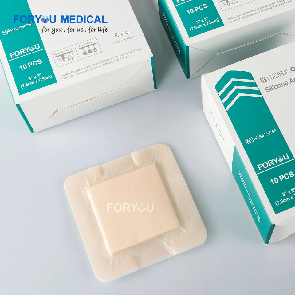 
Medical silicone Ag foam dressing for wound care 