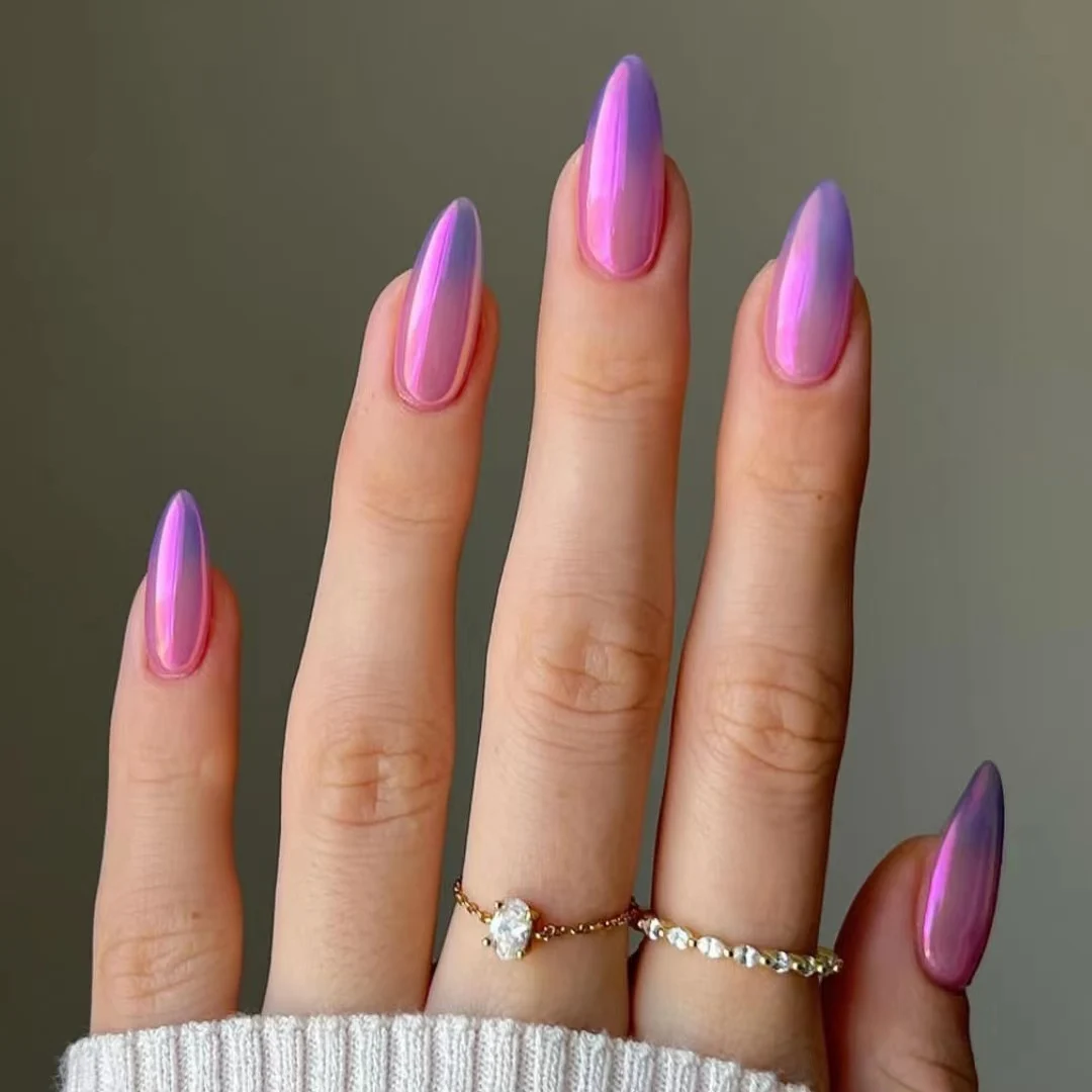 Nail Supplier Wholesale Price Designed Chrome  Oval Shape Salon Quality Faux OnglesPress On Nails