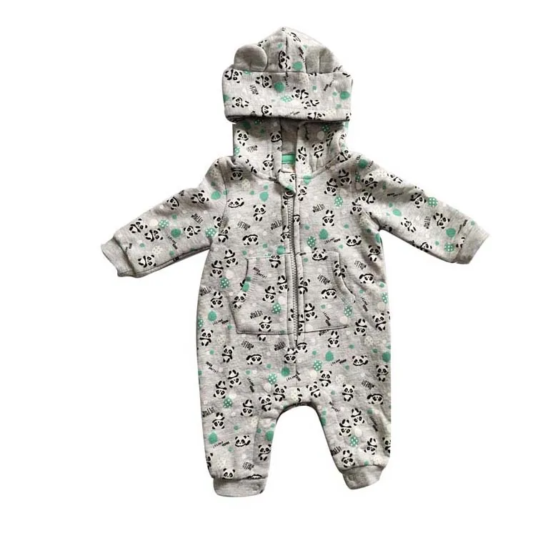 
High quality cheap Infant hooded one-piece printed climbing suit 