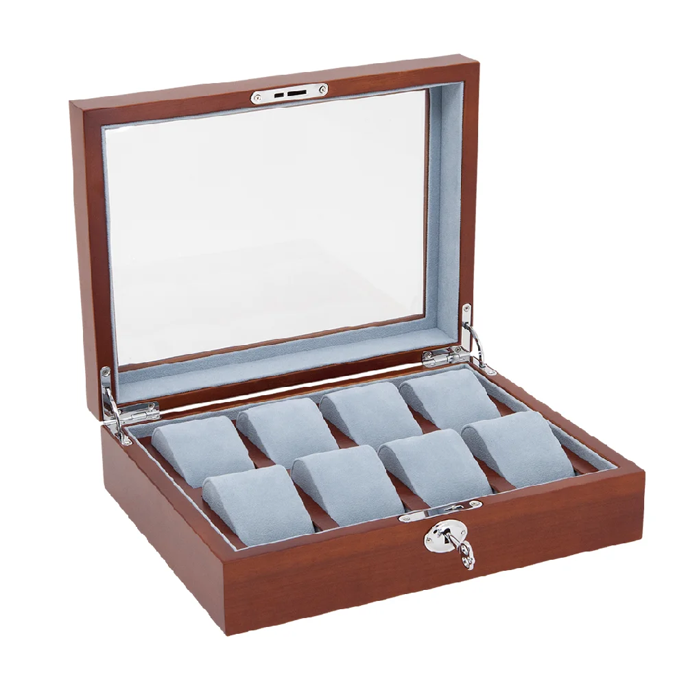 2020 стеклянный деревянный ящик для хранения часов с замком
