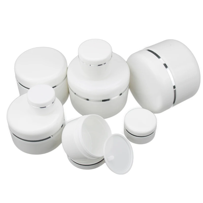 Custom Cream Jar 50g 100g 200g 250g White Plastic Makeup Container Empty Cosmetics Box Sample Makeup Jar Pot Refillable Bottle